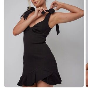 Selfie Leslie Elegant Black Bow Mini Dress